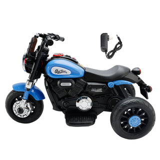 3 Wheel Kids Ride On Motorcycle 6V Powered Electric Dual Drive Toy Car Blue Toy