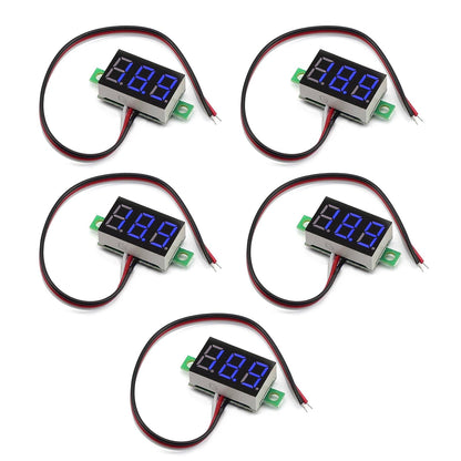 5x Mini DC 0-30V Blue LED 3-Digital Display Voltage Voltmeter Panel Calibratable Generic