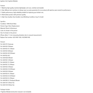 Ignition Coil Fit Stihl BG55 BG65 BG85 BG45 BG46 BR45 SH55 SH85B 42294001300