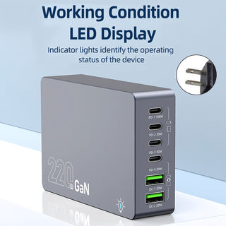 F8A Desktop Charging Station USB 6-Port Fast Charger PD100W Smart Charger US