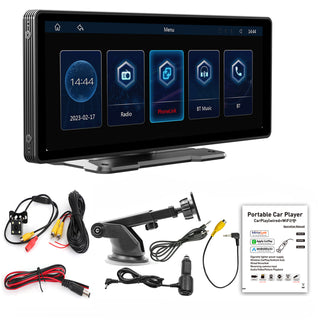 10.26" Wireless Carplay Bluetooth Stereo Radio FM Car MP5 Player + 4 LED Camera