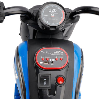 3Wheel 6V Kid Ride On Motorcycle Electric Toy With Colorful Light And Music Blue