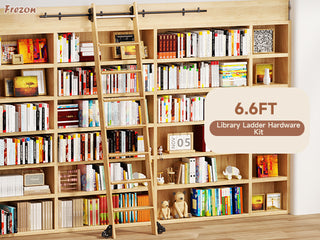6.6FT Round Tube Rolling Library Sliding Ladder Hardware Kit with Brake