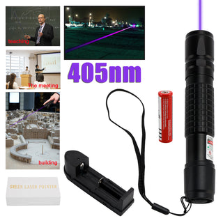 Tactical 5mw 405nm Blue Purple 18650 Laser Pointer Pen Visible Beam Light Lazer