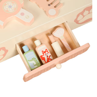 Princess Vanity for 3+ Years Old Kids Kids Vanity Set with Storage Drawer Little Girls' Makeup Table with Mirror Toddler Pretend Play Vanity Desk with 8 Makeup Accessories