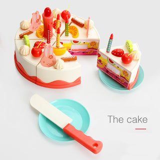 82 Pieces Birthday Cake Toy Play Food Set Plastic Kitchen Cutting Pretend Toys