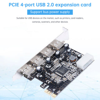 HUB PCIE to USB2.0 Expansion Card Moschip Desktop Adapter Card 4PIN Power Supply