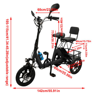 3 Wheel Electric Bike for Adults Three Wheel E-Trike Folding Tricycle