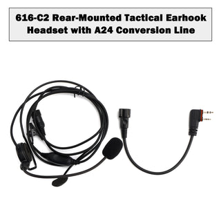 616-C2 Rear-Mounted Tactical Earhook Headset A24 Adapter Cable For A25CE A25N