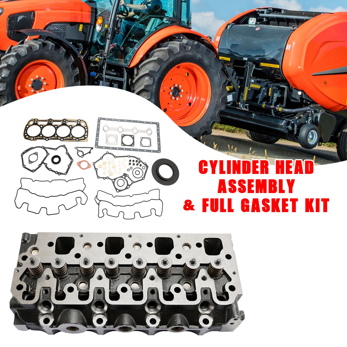 Complete Cylinder Head With Gasket Kit For Caterpillar Skid Steer Loader: 216, 226, 228, 232, 242, 216B, 226B, 232B, 242B, 216B2, 232B2 Generic