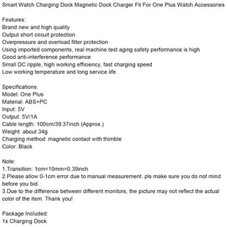 Charging Dock Portable Magnetic Dock Charger For OnePlus Smart Watch Accessories