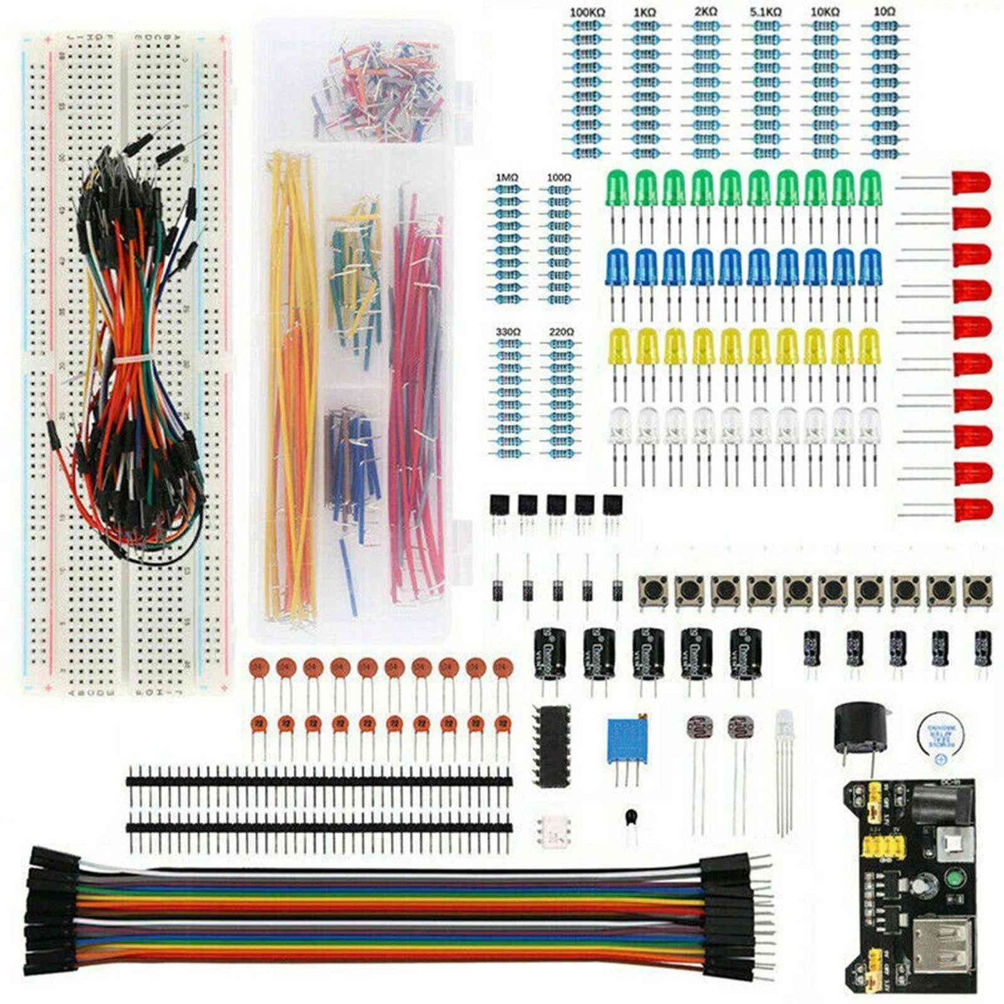 Electronics Component Basic Starter Kit w/830 Tie-Points Breadboard Resistor Generic