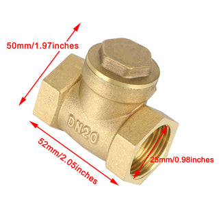 3/4" Female Thread Brass Horizontal DN20 One-Way Non-Return Swing Check Valve