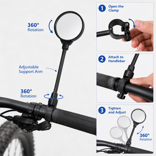 2 Pack Bike Rearview Mirrors – Universal 360° Adjustable Handlebar Mirrors for Bicycles