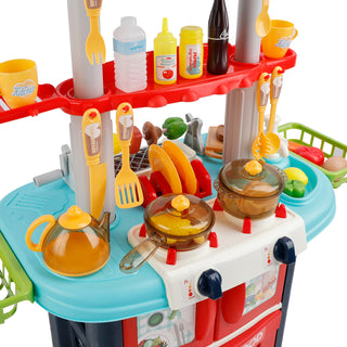 Plastic Tableware Kitchen Set With Sound, Light And Spray Function Kid Toy Blue