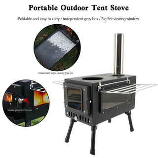 Portable 304 Stainless Steel Camping Stove with Chimney Pipe