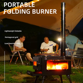 Portable 304 Stainless Steel Camping Stove with Chimney Pipe