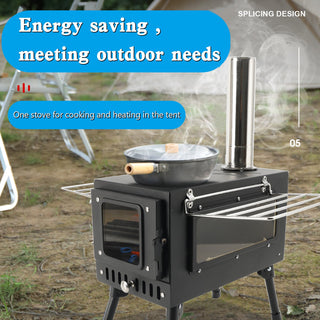Portable 304 Stainless Steel Camping Stove with Chimney Pipe
