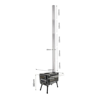 Portable 304 Stainless Steel Camping Stove with Chimney Pipe