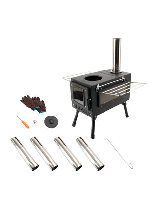 Portable 304 Stainless Steel Camping Stove with Chimney Pipe