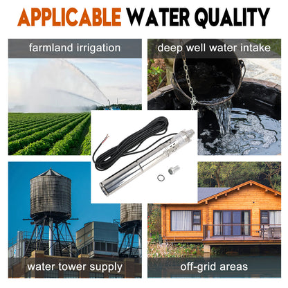 3" 48V 750W MPPT Screw Solar Bore Pump Submersible Deep Well Maximum Head 140M

3" 48V 750W Deep Well Solar Submersible Bore Hole Water Pump Built-in MPPT