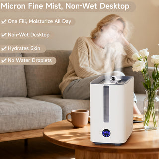 9.8L Large Capacity Humidifier 800ml/h Nano Four-Spray 50H Runtime 34dB Ultra-Quiet Top-Fill Smart Display with Timer & Auto Shut-Off