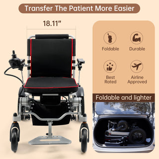 Topteng 3-Second Fold Power Wheelchair | Lightweight, 220 lb Capacity