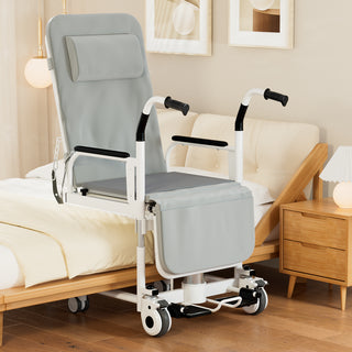 4-in-1 Patient Lift Wheelchair with Potty & Reclining Bed Function