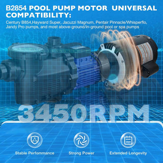 1.5 HP Pool Pump Motor 115/230V Pool Motor B2854V1 B2854