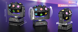 Moving Head Beam Light 180W Moving Head Light RGBW 360°Rotation DJ Lights DMX 512 with Sound Activated