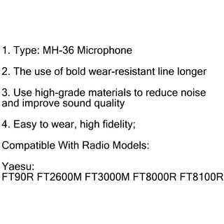 1Pcs DTMF MH-36 Microphone For Yaesu FT90R FT3000M FT8000R FT8100R Radio