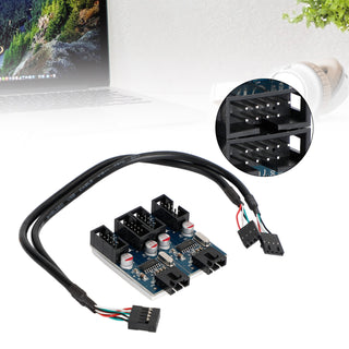 9 Pin USB Header Male 1 to 4 Female Motherboard Extension Connector Extender