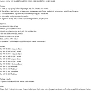 Ignition Coil For Stihl BR320 BR320L BR340 BR340L BR380 BR400 BR420 BR420C SR320