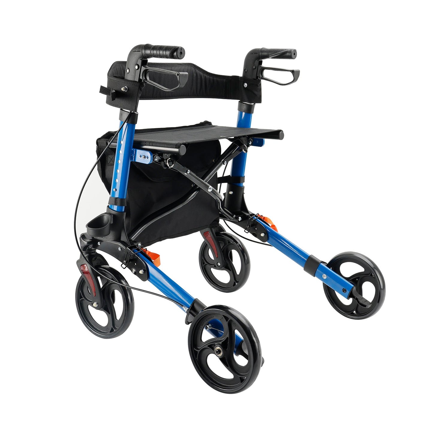 Foldable Rollator Walker with 6 levels of Adjustable Seat 8 Wheels Compact Folding Design Lightweight Mobility Walking Aid suitable for people of different heights