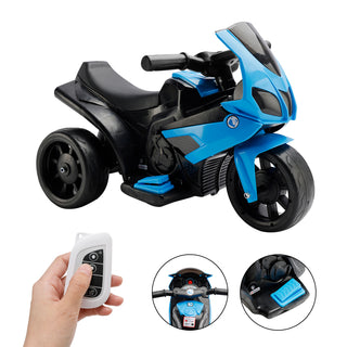3Wheel 6V Kid Ride On Motorcycle Electric Toy With Remote Control LED Light Blue