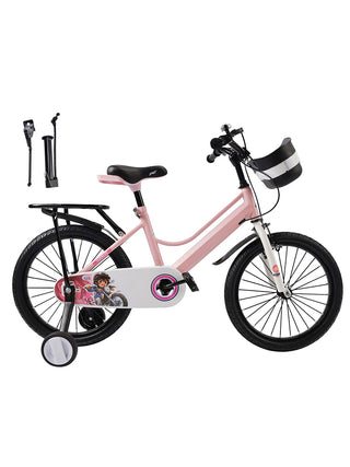 18" Kids Bike for Boys and Girls with auxiliary wheels & Rack Pink