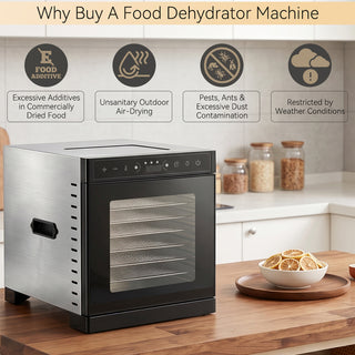 Food Dehydrator Dual-layer Body Electric Food Dryer with Top Clear Glass Viewing Window 304 Trays Household Dehydrator for Fruits Jerky Herbs & Dog Treats Veggies Adjustable Temp