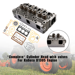 Complete Cylinder Head & Full Gasket Kit Compatible With Kubota D1305 Engine