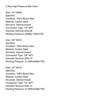 Hydraulic Valve KHB Ball Valve 1/4"/3/8"/1/2"NPT High Pressure Ball Valve