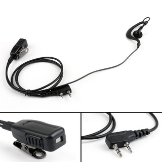 1x G-Shape Ear Hook Earpiece Headset PTT MIC 2Pin For Baofeng Kenwood Radio