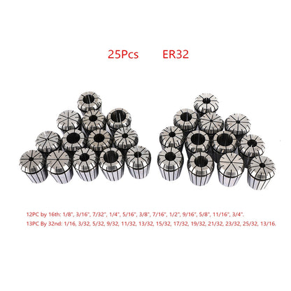 25Pcs ER32 Spring Collet Set For CNC Milling Lathe Tool Engraving Machine Steel Generic