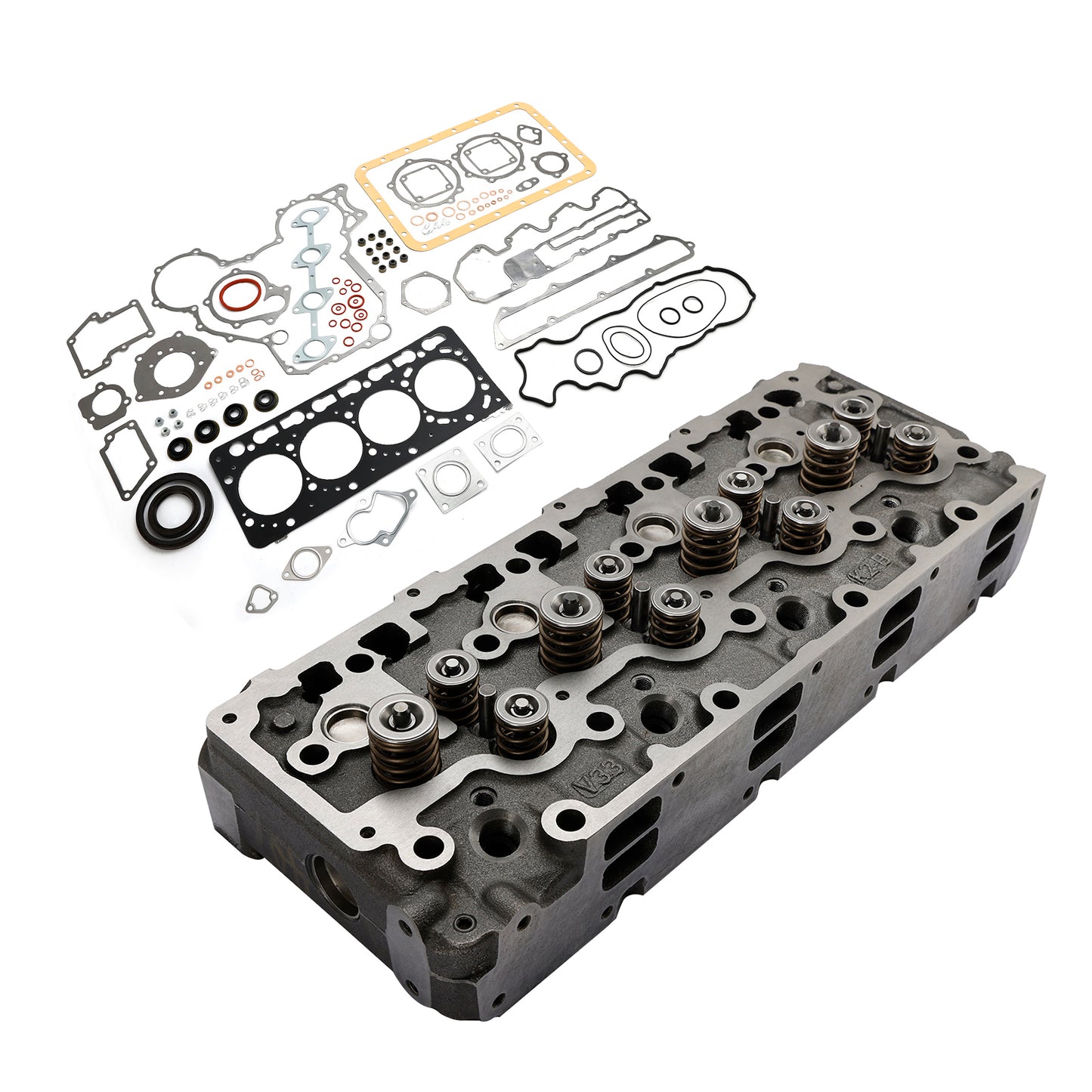 Complete Cylinder Head W/ Valve+Gasket For Kubota V3300 V3300-DI Engine 12V Generic