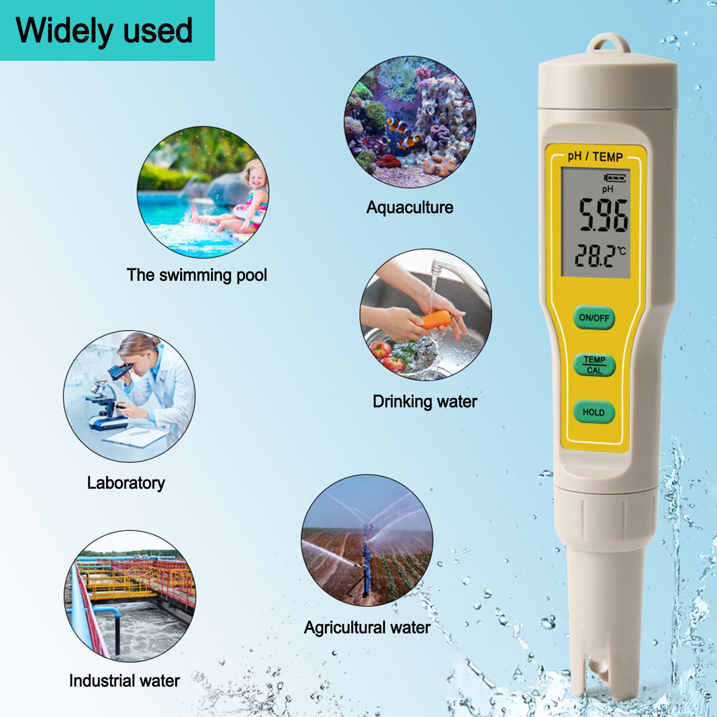 Digital PH TEMP Tester Meter Pen For Aquarium Pool Wine Water Laboratory Food