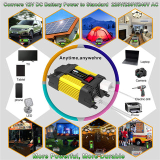 4000W Car Power Sine Wave Inverter w LED Display DC 12V To AC 220V Inverter