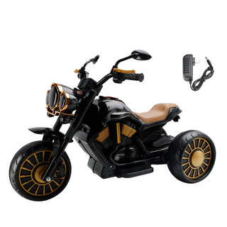 3 Wheel Kids Ride On Motorcycle Electric Dual Drive Toy Car With LED Light Black Toy