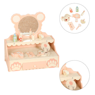 Princess Vanity for 3+ Years Old Kids Kids Vanity Set with Storage Drawer Little Girls' Makeup Table with Mirror Toddler Pretend Play Vanity Desk with 8 Makeup Accessories