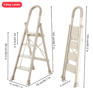 4 Step Folding Ladder with Anti-Slip Pedal/Handrails Portable Stepladder