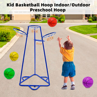 Early Learning 4 Hoop Kid Basketball Hoop Indoor/Outdoor Preschool Hoop Set Blue