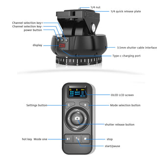 360°Panoramic Rotating Head Pan Tilt  Suitable for mobile Phones/Cameras etc