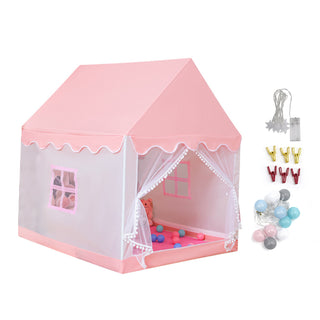 Mesh Window Portable Children’s Playhouse with Carry Bag Pink Assembly Tent with Metal Frame Kids Indoor Play Tent for Boys & Girls Optional Star Lights & Mat